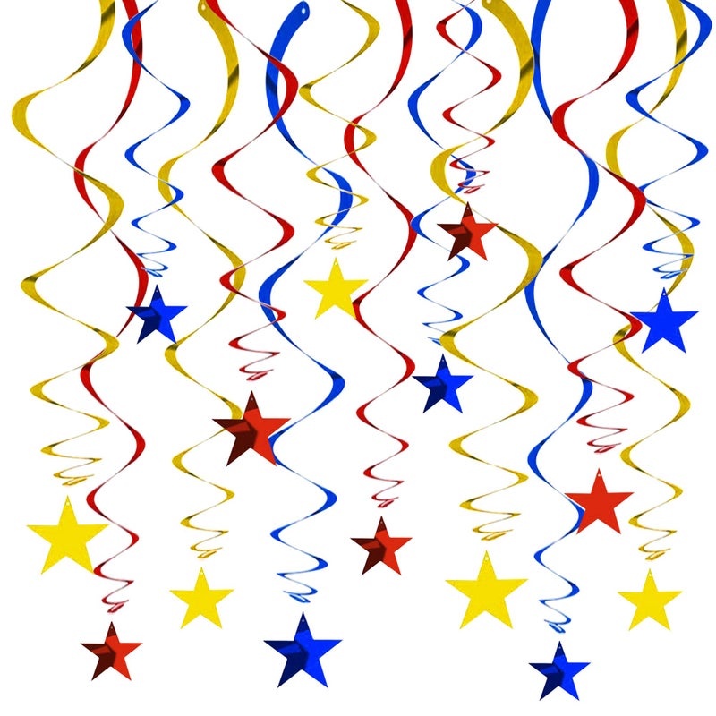 بيشيدا زينة بيشيدا المعلقة على شكل نجمة حمراء وزرقاء وذهبية، لوازم حفلات أعياد الميلاد المعلقة لحفلات التخرج وحفلات الزفاف وحفلات استقبال المولود الجديد، عبوة من 15 قطعة - Image 1