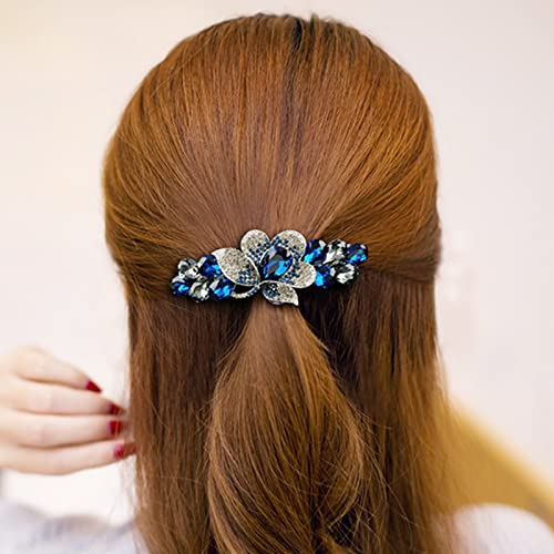 Sankuwen Flower Luxury Jewelry Design Hairpin Rhinestone Hair Barrette Clip(Style C,Deep Blue) - Image 5