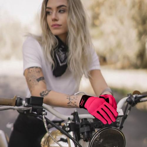 XTRIM Xenia Bike Gloves for Women, Full-Finger Length Motorcycle Gloves, Moisture-Absorbent Fabric, Comfortable Fit, Reinforced Knuckles for Impact Protection (1 Pair, Coral Pink) - Image 1