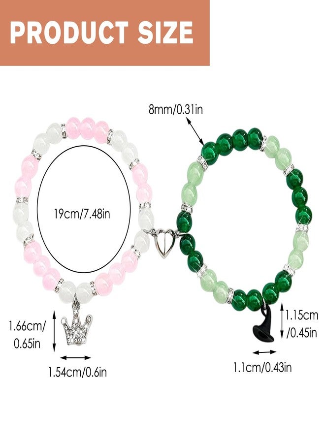 Waeceip 2Pcs Wicked Friendship Bracelets for 2 Crystal Beaded Bracelets for Best Friends Matching Bracelet Gifts for Sister Friend Besties Present Wicked Jewelry for Women Witch Crown Charm Bracelet - Image 2