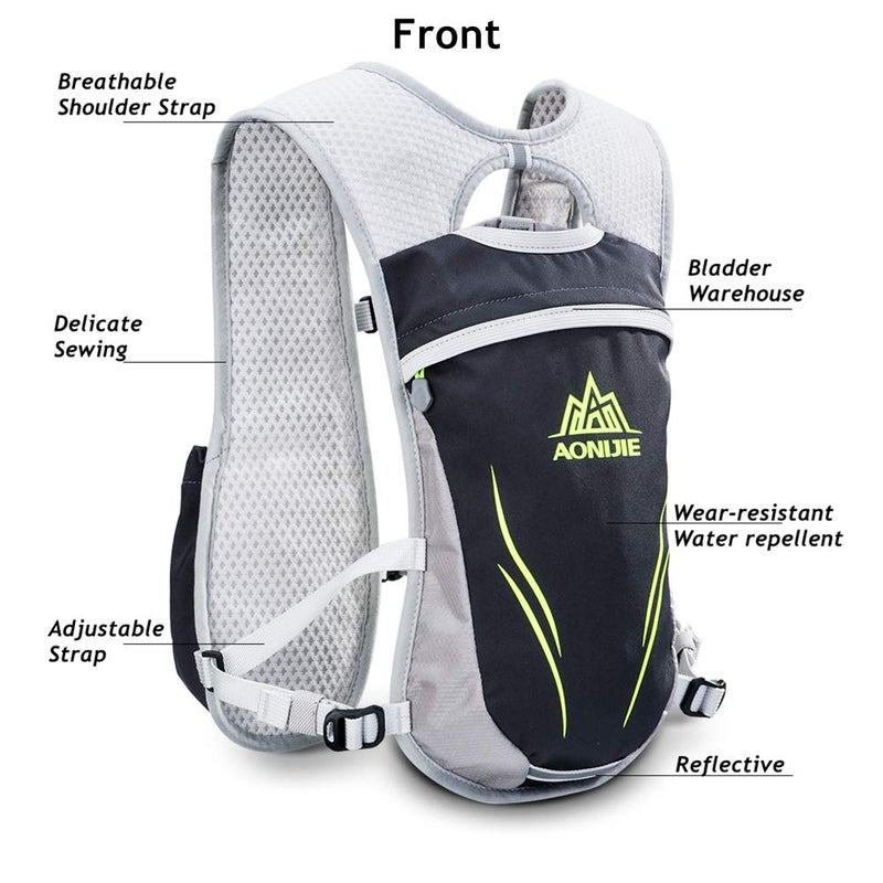 AONIJIE Running Hydration Vest Backpack for Women and Men Lightweight Trail Running Backpack 5.5L Gray - Image 2