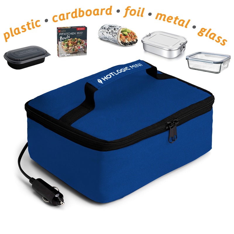 HOTLOGIC Mini Portable Electric Lunch Box Food Heater with Glass Container - Food Warmer and Heated Lunch Box for Adults Car/Home - Cook, Reheat, and Keep Your Food Warm - BLUE - 12V - Image 4