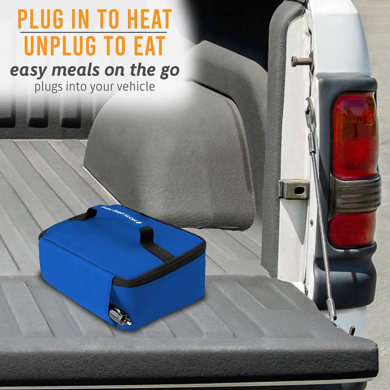 HOTLOGIC Mini Portable Electric Lunch Box Food Heater with Glass Container - Food Warmer and Heated Lunch Box for Adults Car/Home - Cook, Reheat, and Keep Your Food Warm - BLUE - 12V - Image 5