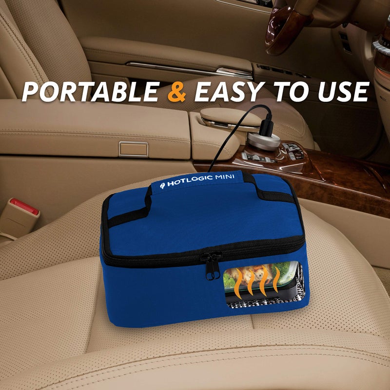 HOTLOGIC Mini Portable Electric Lunch Box Food Heater with Glass Container - Food Warmer and Heated Lunch Box for Adults Car/Home - Cook, Reheat, and Keep Your Food Warm - BLUE - 12V - Image 2