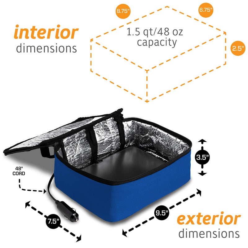 HOTLOGIC Mini Portable Electric Lunch Box Food Heater with Glass Container - Food Warmer and Heated Lunch Box for Adults Car/Home - Cook, Reheat, and Keep Your Food Warm - BLUE - 12V - Image 3