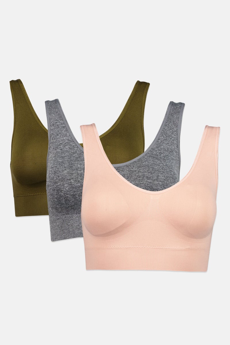 Lady Princess Super Form By Lady Princess Women 3 Pcs Padded Seamless Bra, Multicolor - Image 5