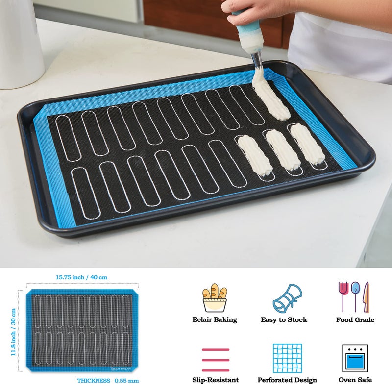 GUYDREMAT 2PCs GUY DREAM Perforated Silicone Baking Mat 11-4/5" x 15-3/4" - Eclair Mat for Baking - Steaming Mesh For Half Size Cooking Sheet - Non-Stick Reusable Oven Liner - Image 3