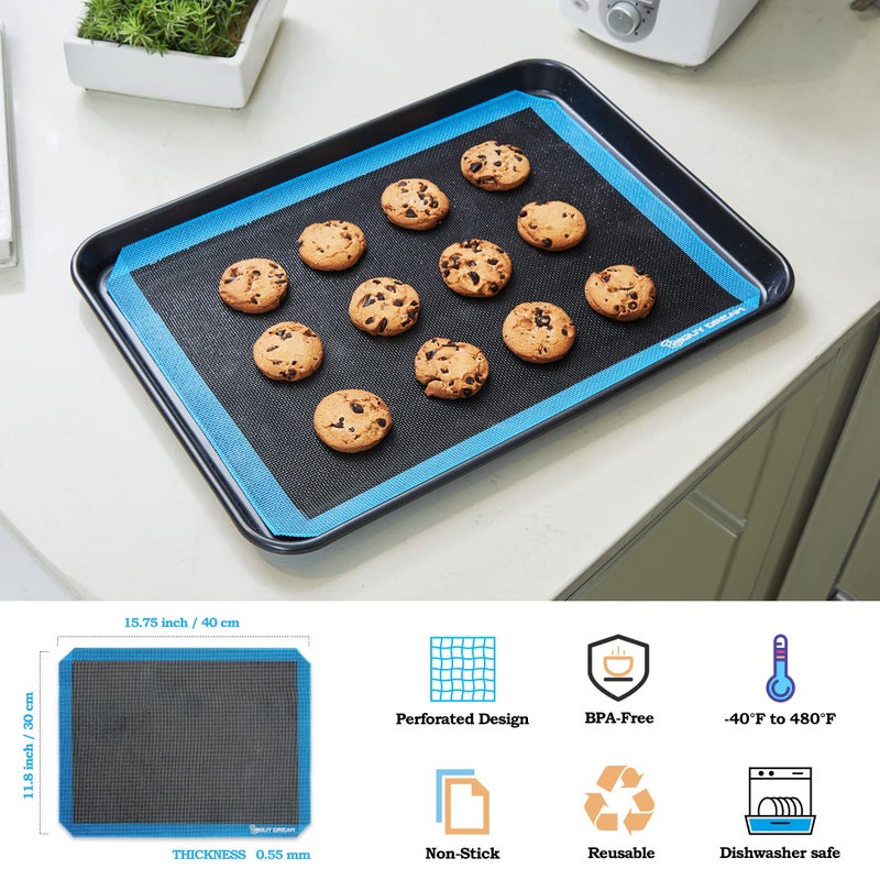 GUYDREMAT 2PCs GUY DREAM Perforated Silicone Baking Mat 11-4/5" x 15-3/4" - Eclair Mat for Baking - Steaming Mesh For Half Size Cooking Sheet - Non-Stick Reusable Oven Liner - Image 2