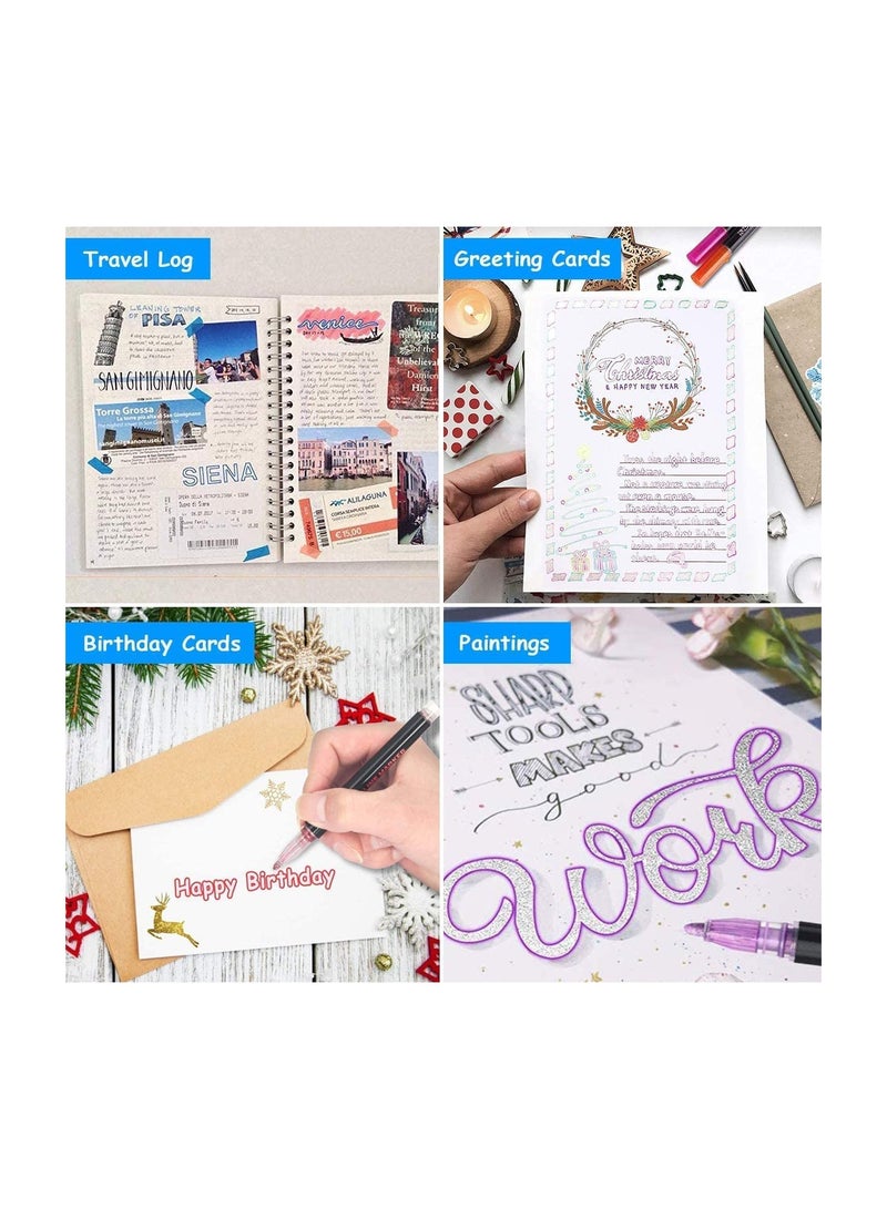 Excefore Doodle Markers 12 Colors Outline Metallic Markers Double Line Pens Paint Permanent Marker Pens for Art Drawing Thank You Cards Greeting Cards Rock Painting Hand Account Greeting Card Doodle Pen - Image 3