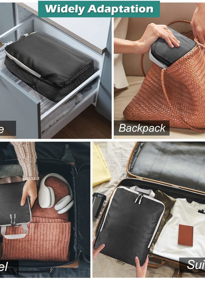 Excefore - Compression Packing Cubes - 6 Set Suitcase Organizer Bags for Travel. Expandable Luggage Organizers for Suitcase and Backpack. Travel Essentials for Women and Men in Black. - Image 1