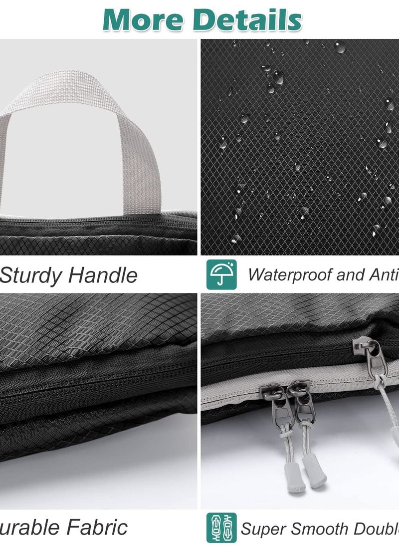Excefore - Compression Packing Cubes - 6 Set Suitcase Organizer Bags for Travel. Expandable Luggage Organizers for Suitcase and Backpack. Travel Essentials for Women and Men in Black. - Image 1