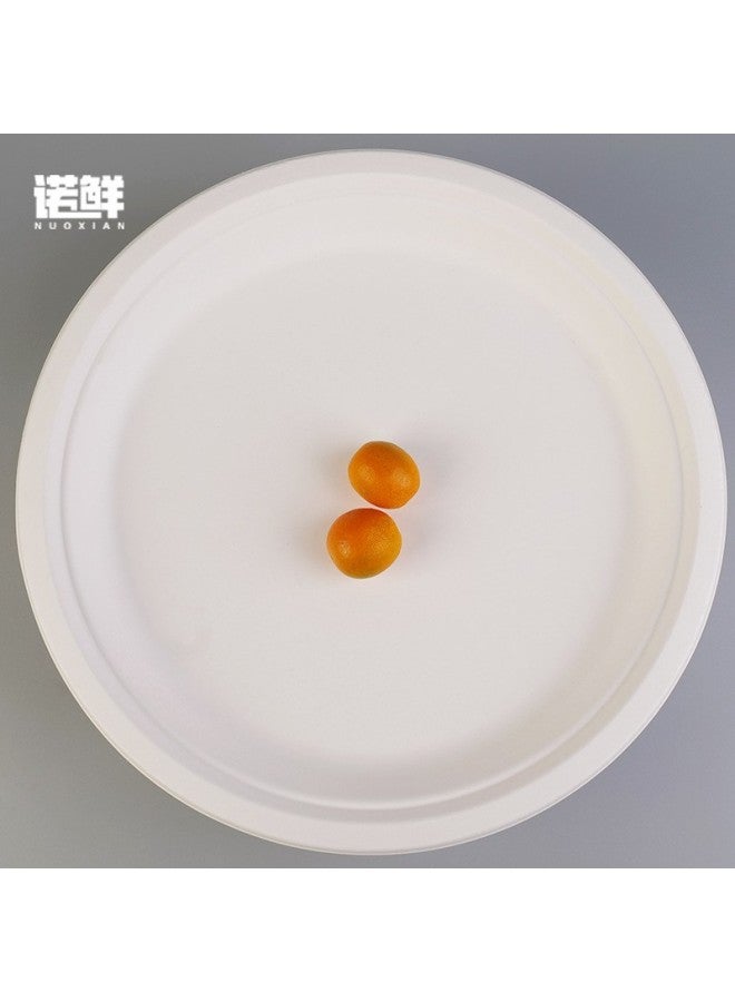 Disposable Dish Dinner Plate Degradation Pulp Tableware Painting Paper Dish Thickened Household Pulp Dish Bone Dish Cake Plate-Color:5-inch Dish Original Color Thickened Package