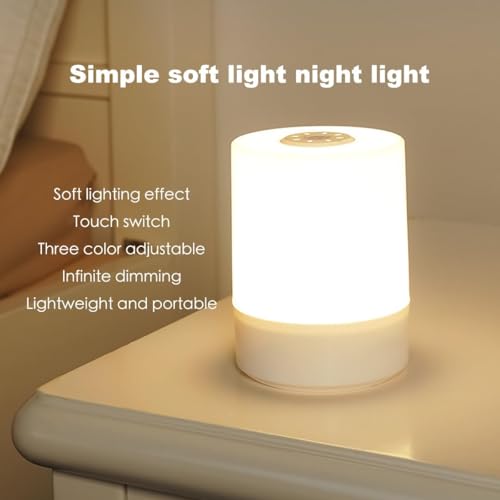 Desidiya Touch Control LED Touch Bedside Night Light,Changing Dimmable Light for Kids,3 Colors LED Lamp with Warm White Lights,USB Rechargeable, Bedside Night Light, Soft Eye Caring - Image 5