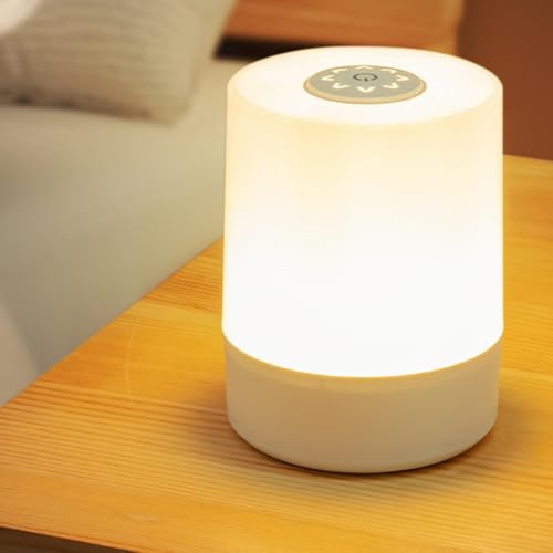 Desidiya Touch Control LED Touch Bedside Night Light,Changing Dimmable Light for Kids,3 Colors LED Lamp with Warm White Lights,USB Rechargeable, Bedside Night Light, Soft Eye Caring - Image 1