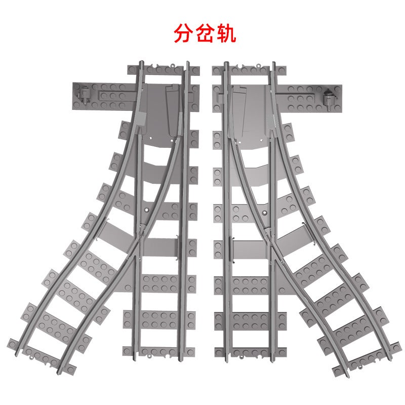 Yutong Train Building Blocks Track Bifurcation Track Straight Curved Track Cross Track Aisle Train Signal Light Pedgebridge Bracket - Image 3