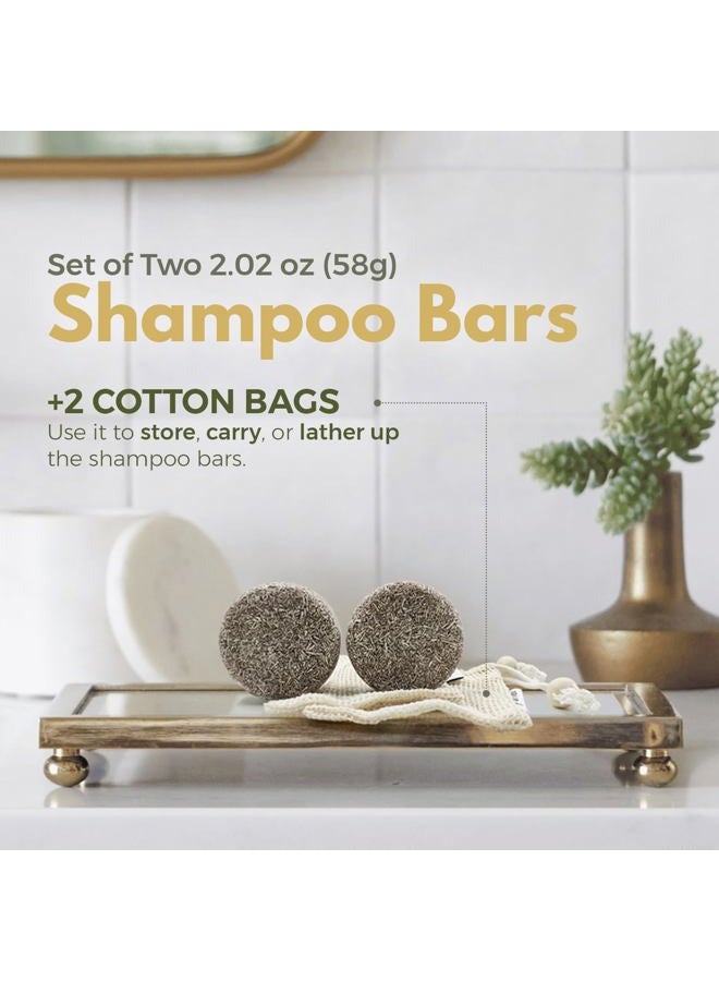 AIRNEX Black Rice Water Shampoo Bar - Fermented Rice Water, Argan Oil & Murumuru Butter for Hair Growth Moisture & Shine - Set of 2 Bars + Cotton Bags - All Natural, Sulfate Free (4.04 oz) - Image 3