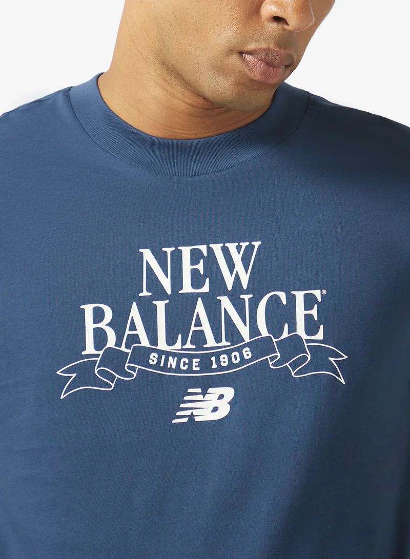 New Balance NB NAVY (NNY) Linear Ribbon Relaxed T-Shirt for Men | Best Price UAE