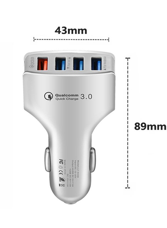 Qualcomm USB C Car Charger Fast Charge, Super Fast USB Charger Adapter 4 Port QC 3.0 Car Charger USB Fast Charging (White) - Image 2