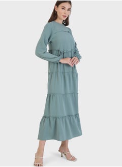 Refka by modanisa Crew Neck Shirred Dress  - Image 4