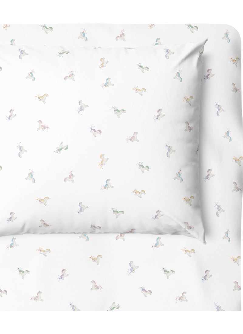 Casadora Baby Astra 100% Cotton Satin Fitted Sheet Set - 100X200 cm + 50X70 cm  - Image 1