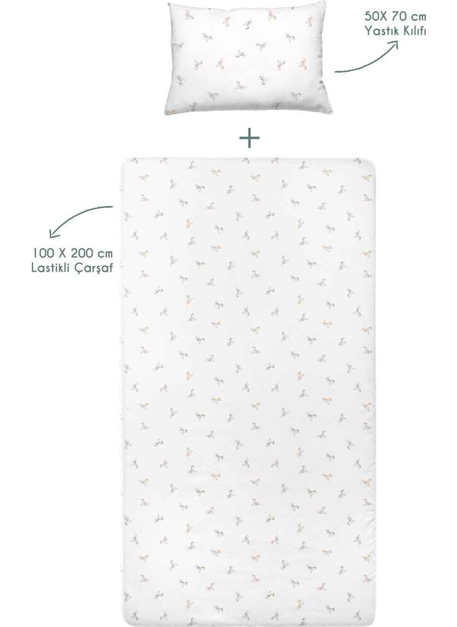 Casadora Baby Astra 100% Cotton Satin Fitted Sheet Set - 100X200 cm + 50X70 cm  - Image 5