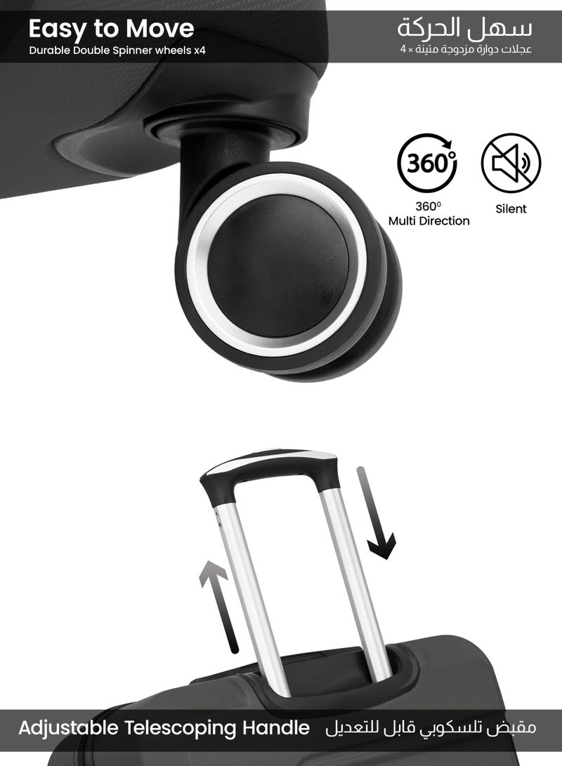 PARAJOHN حقائب السفر UrbanShield بحجم 28 بوصة - حقيبة صلبة خفيفة الوزن من ABS مع عجلات دوارة 360° وقفل TSA - رمادي داكن - Image 3