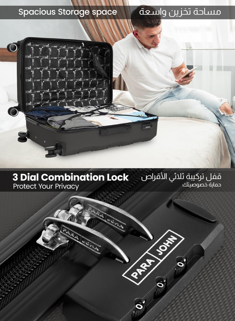 PARAJOHN حقائب السفر UrbanShield بحجم 28 بوصة - حقيبة صلبة خفيفة الوزن من ABS مع عجلات دوارة 360° وقفل TSA - رمادي داكن - Image 4