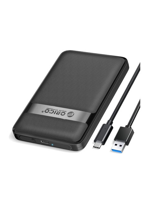 ORICO 2.5'' USB C Hard Drive Enclosure, Upgraded Tool-Free 6Gbps USB 3.1 Gen2 to SATA External Hard Drive Case for 2.5 Inch 7mm 9.5mm SSD HDD Max 6TB, UASP Supported, Black(2577C3)