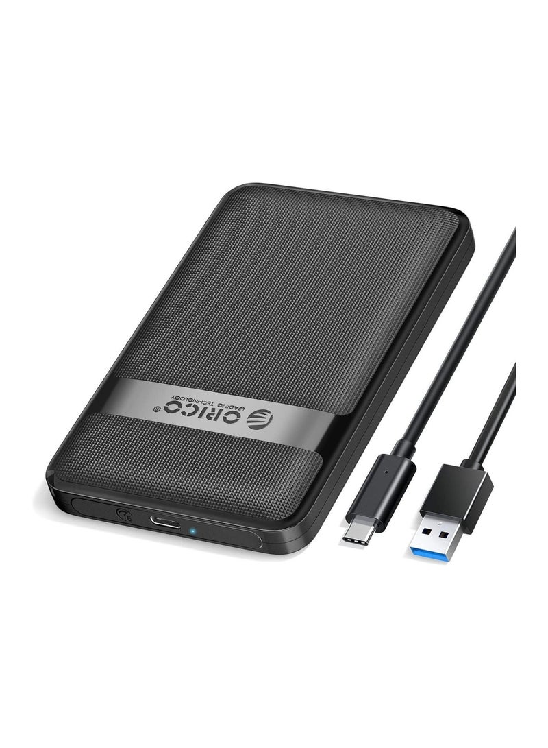 ORICO 2.5'' USB C Hard Drive Enclosure, Upgraded Tool-Free 6Gbps USB 3.1 Gen2 to SATA External Hard Drive Case for 2.5 Inch 7mm 9.5mm SSD HDD Max 6TB, UASP Supported, Black(2577C3) - Image 1