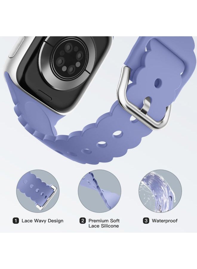 Sunnywoo - Lace Sport Silicone Band Compatible with Apple Watch 38mm 40mm 41mm 42mm 44mm 45mm 46mm 49mm for Women, Soft Wristband Waterproof Replacement for iWatch Series Ultra 10 9 8 SE 7 6 5 4 3 2 1 - Image 1