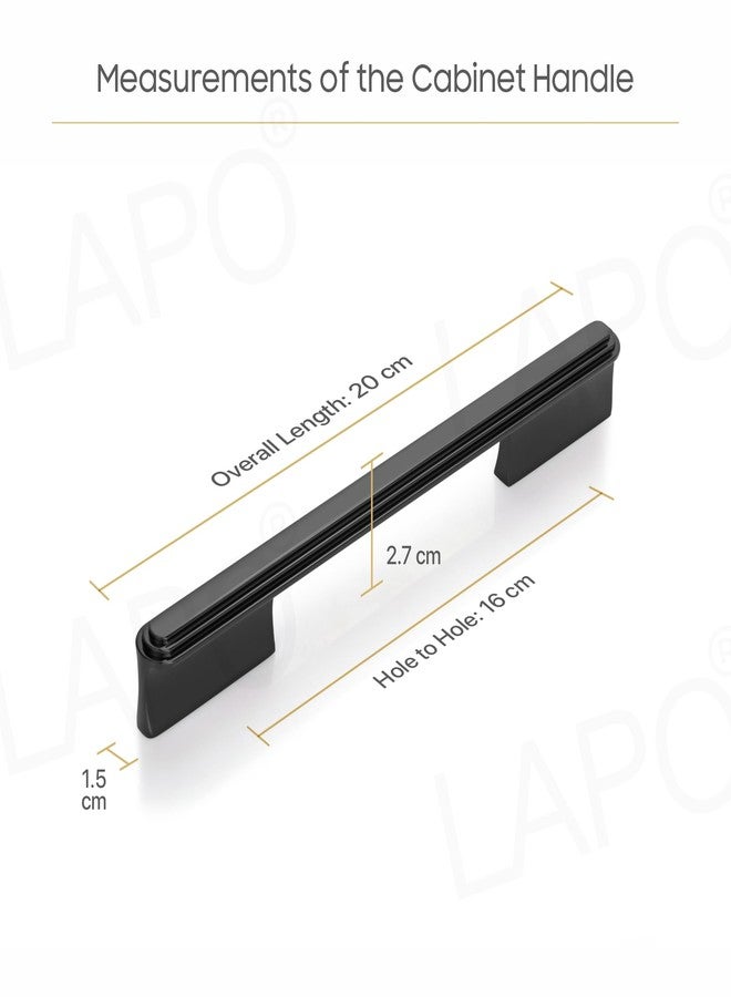 LAPO 4 Piece 8 Inch Drawer Handles for Kitchen, Window Drawer Pulls for Cabinet, Pooja Mandir & Wardrobe (Black-Glossy Finish, 8 Inch, Pack of 4) - Image 2