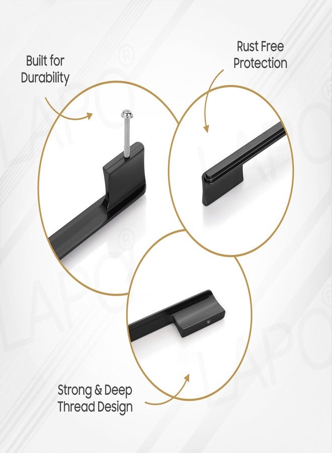 LAPO 4 Piece 8 Inch Drawer Handles for Kitchen, Window Drawer Pulls for Cabinet, Pooja Mandir & Wardrobe (Black-Glossy Finish, 8 Inch, Pack of 4) - Image 4