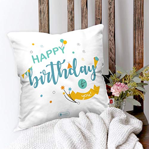 Indigifts Cute Birthday Gift for Girl/Boy/Friend Birthday Wishes Printed Satin Cushion Cover 12 x 12 Inch with Filler - Image 2