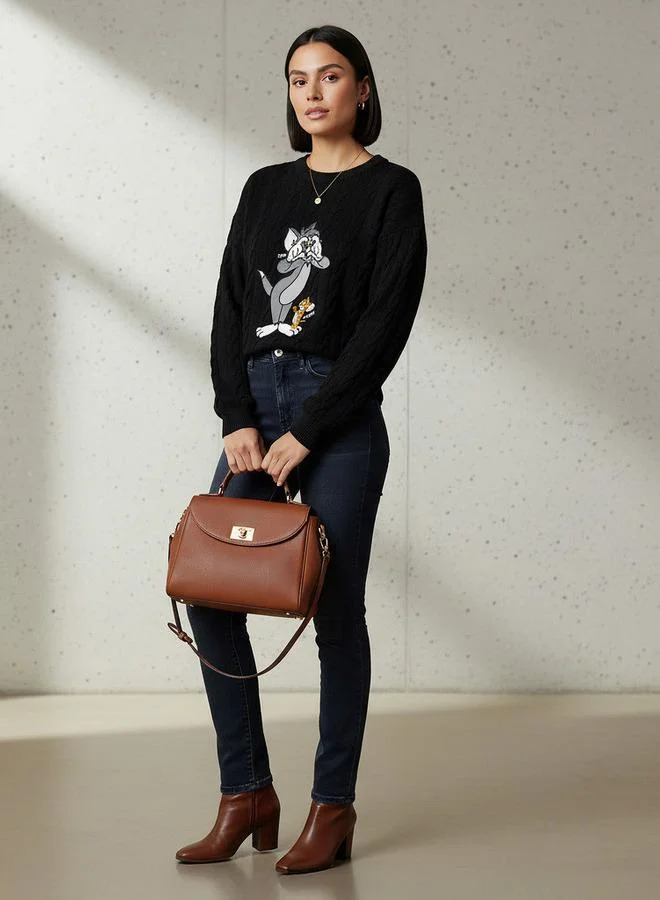 SP Characters Tom and Jerry Embroidered Crew Neck Jumper