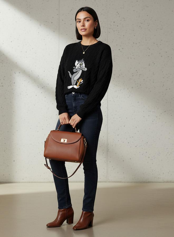 SP Characters Tom and Jerry Embroidered Crew Neck Jumper - Image 2