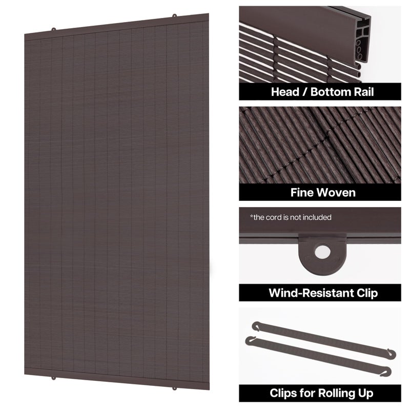 LazBlinds Cordless Roller Shades for Outdoor, Exterior Light Filtering Roll up Shades, Hanging Sunscreen for Patio, Balcony Indoor/Outdoor Porch, 30'' W x 72'' H, Dark Coffee - Image 4
