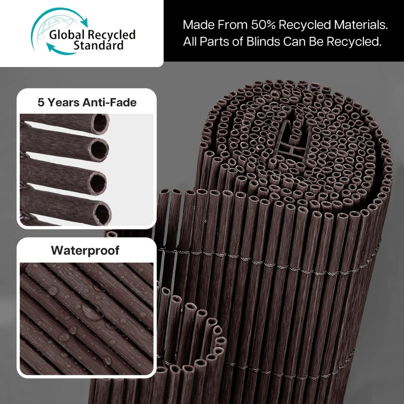 LazBlinds Cordless Roller Shades for Outdoor, Exterior Light Filtering Roll up Shades, Hanging Sunscreen for Patio, Balcony Indoor/Outdoor Porch, 30'' W x 72'' H, Dark Coffee - Image 2
