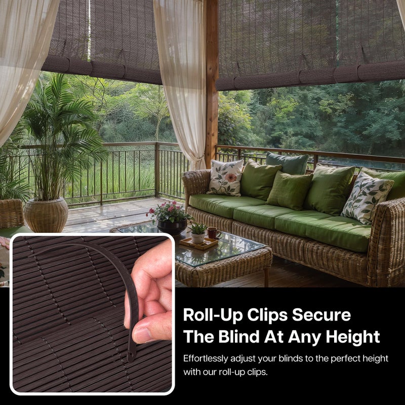 LazBlinds Cordless Roller Shades for Outdoor, Exterior Light Filtering Roll up Shades, Hanging Sunscreen for Patio, Balcony Indoor/Outdoor Porch, 30'' W x 72'' H, Dark Coffee - Image 5