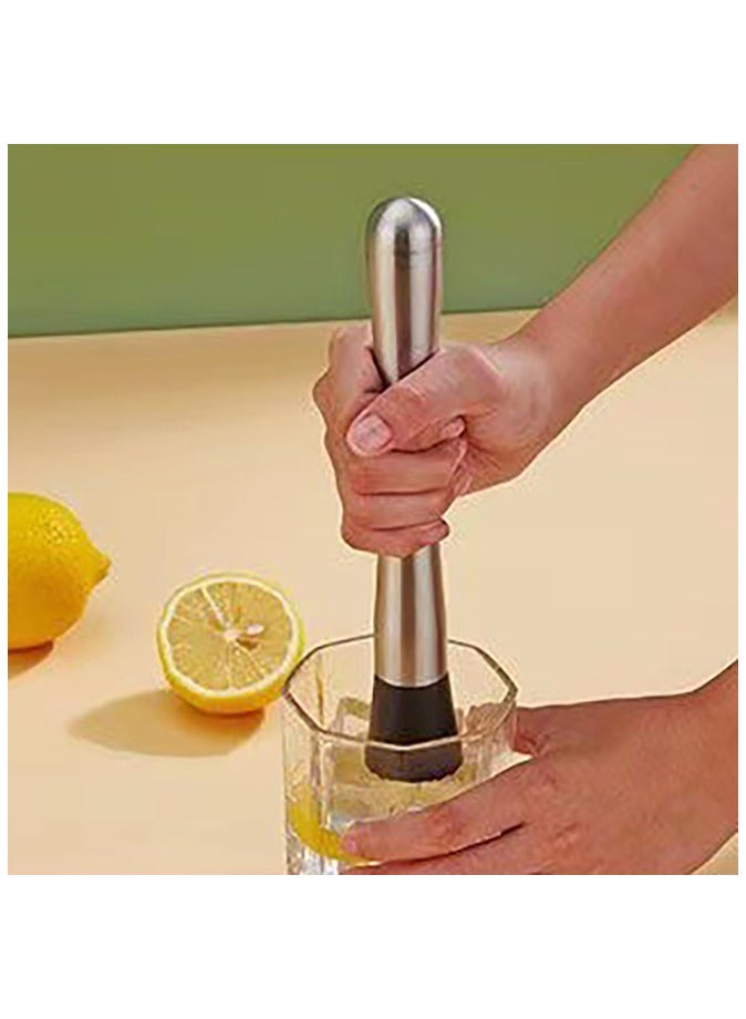 Stainless Steel Drink Muddler Silver/Black  - Image 4