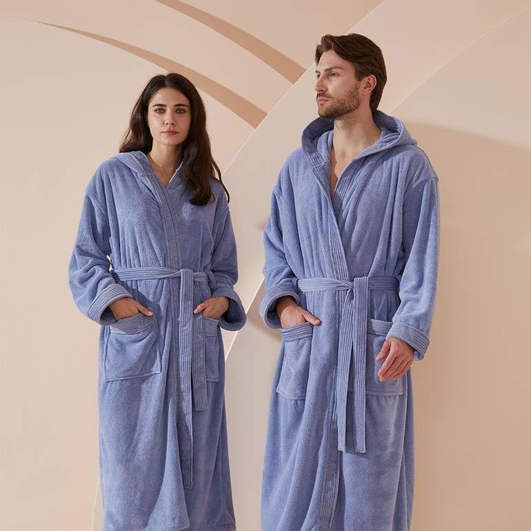 Reefi Modern Hooded Bathrobe, Petrol Blue - Image 1