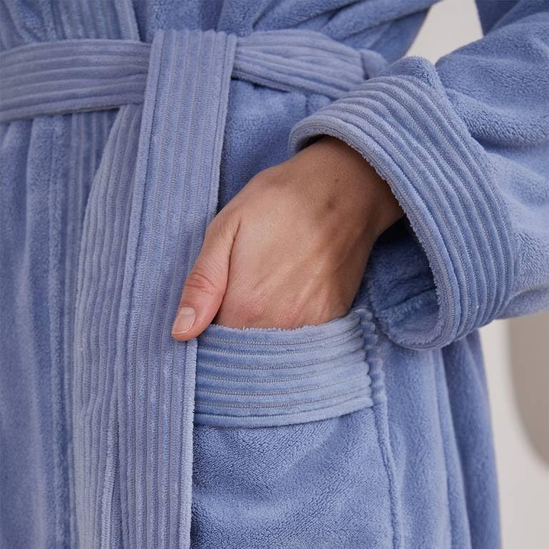 Reefi Modern Hooded Bathrobe, Petrol Blue - Image 2