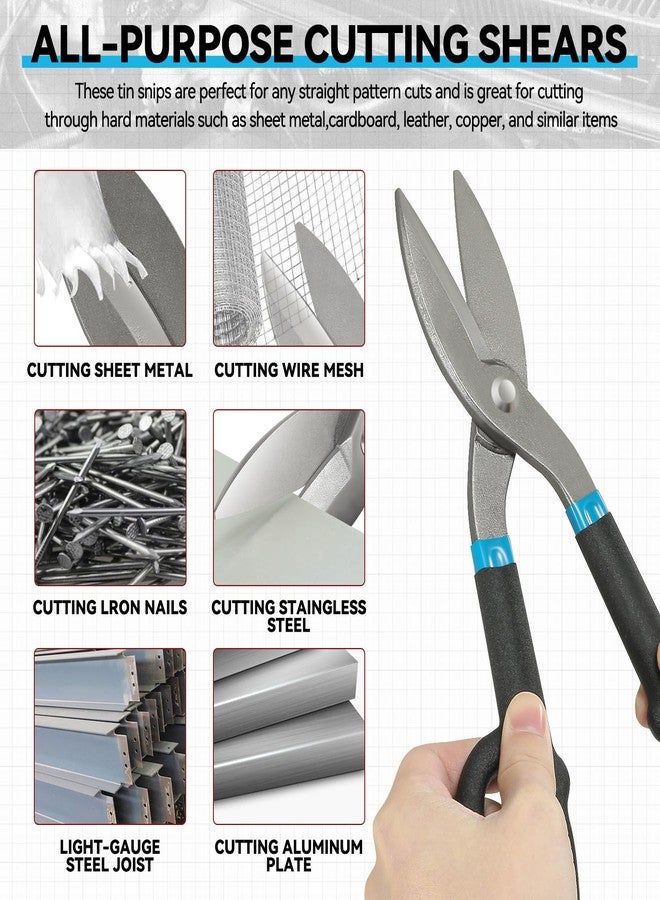 Auto Dynasty Heavy-Duty Cutting Shears Scissors 10" All-Purpose Tin Snips Utility Cutter with Grip, Industrial Gardening High Carbon Steel, Ideal for Sheet Metal - Stainless Steel, Copper, Aluminum - Image 3