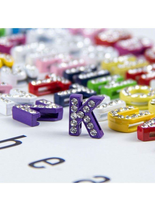 AUEAR 52 Pack Az 8Mm Full Colors Rhinestone Letter Slide Charms Crystal Alphabet Letter Charm Alloy Letter Charm For Bracelets Necklace Wristbands Diy Jewelry Making (Mix Color B) - Image 3