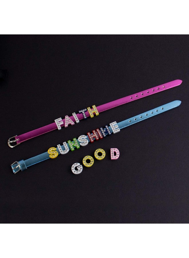 AUEAR 52 Pack Az 8Mm Full Colors Rhinestone Letter Slide Charms Crystal Alphabet Letter Charm Alloy Letter Charm For Bracelets Necklace Wristbands Diy Jewelry Making (Mix Color B) - Image 4