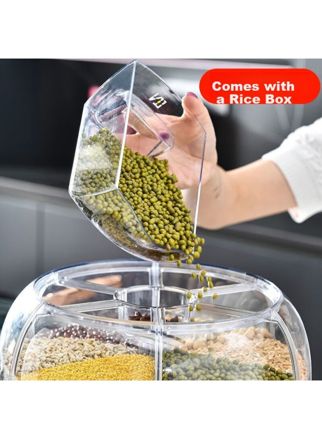 Pakchoice Rice Bucket Insect-proof Moisture-proof Rice Storage Box Rotating Press-type Rice Dispenser Large Capacity Compartmentalized Grain And Grain Storage Box - Image 2