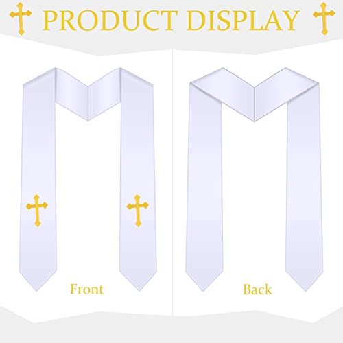 Tarpop Embroidery Clergy Stole Church Pastor Wedding White Traditional Choir Stole with Embroidery Cross for Men Wedding Officiant Priest Robe Accessories - Image 4