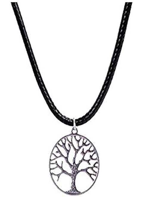 Leather chain with tree pendant