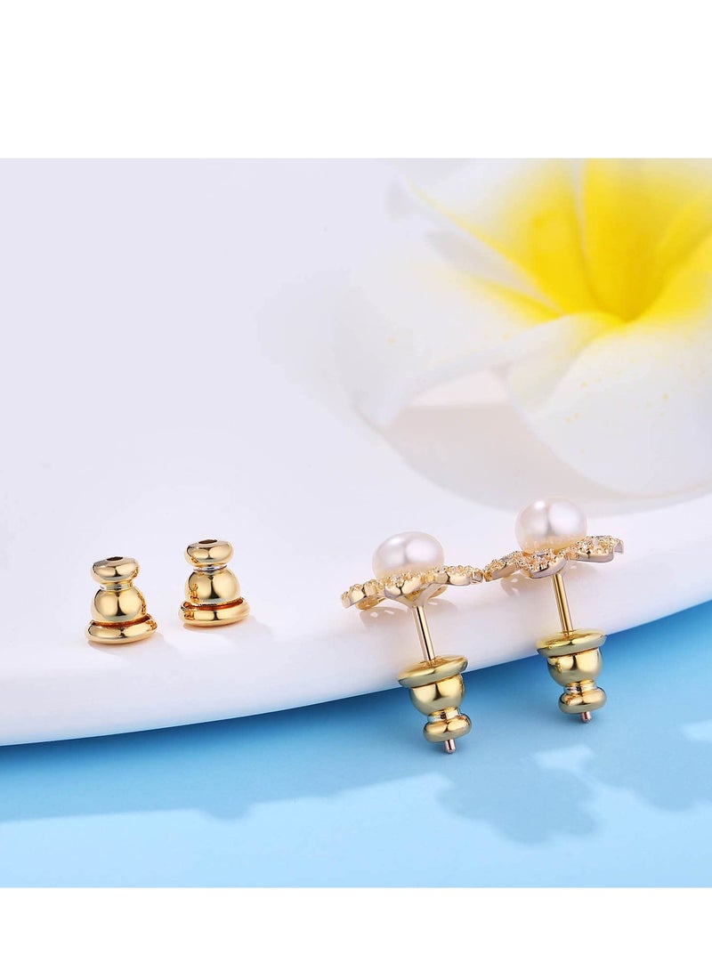 Excefore Earring Backs, 5 Pairs Hypoallergenic Locking 18k Gold Bullet Earring Backs for Studs Replacements Secure Locking Backing for Sensitive Ears - Image 3