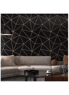 Anna 45cm x 10m home bedroom self-adhesive wallpaper and living room decoration waterproof 3D visual black gold wire wallpaper  - Image 5