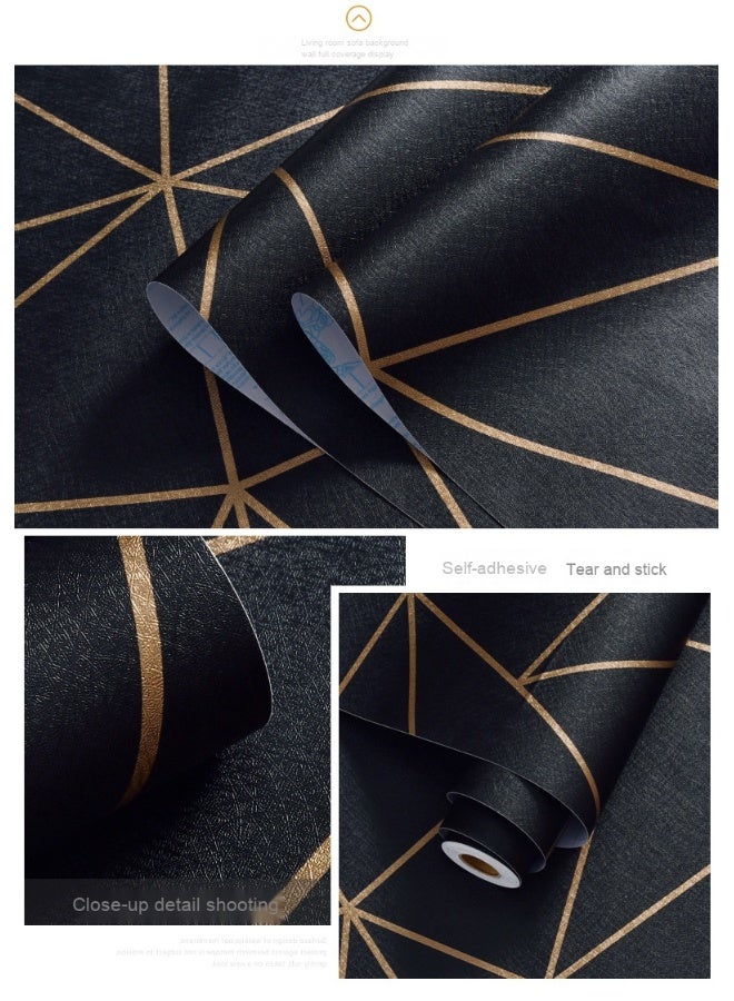 45cm س 10M الرئيسية غرفة نوم ورق الجدران ذاتية اللصق وغرفة المعيشة الديكور للماء 3D الرؤية الذهب الأسود ورق الجدران